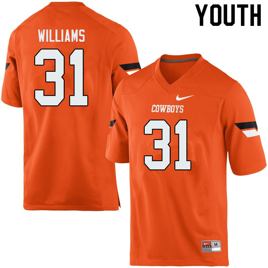 Youth #31 Taje Williams Oklahoma State Cowboys College Football Jerseys Sale-Orange